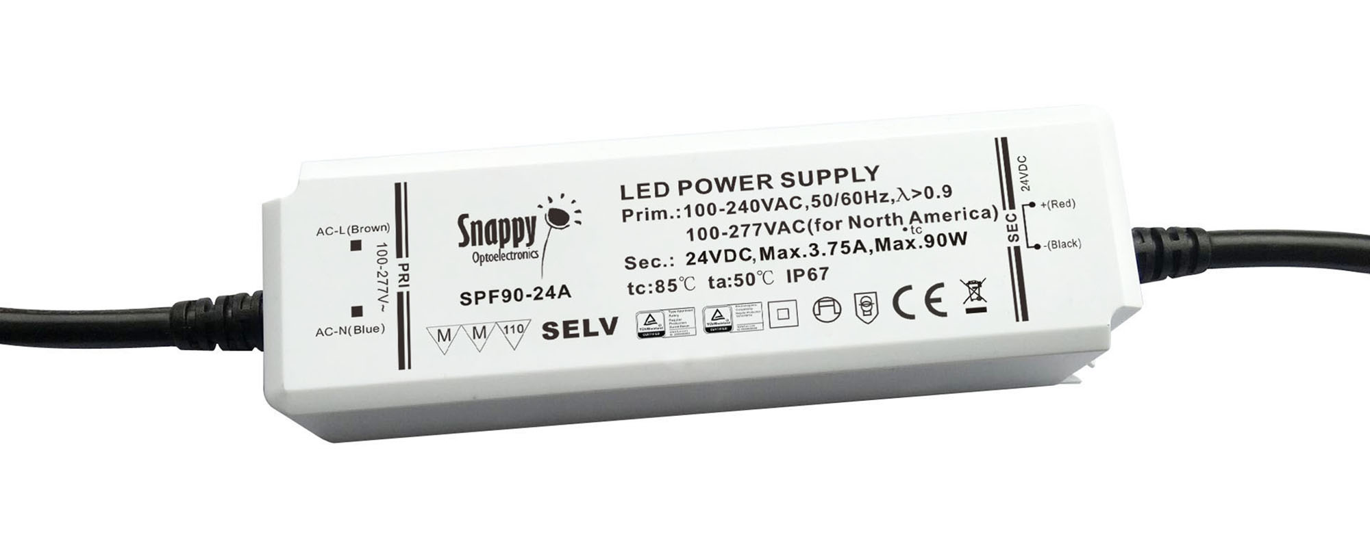 SPF90-24A  90W Constant Voltage Non-Dimmable LED Driver 24VDC IP65